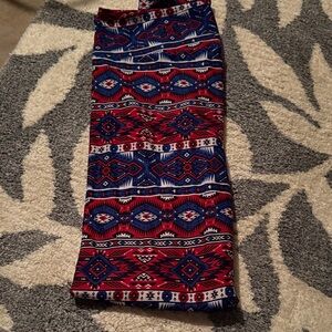 LuLaRoe Women's Leggings with Red and Blue Geometric Pattern